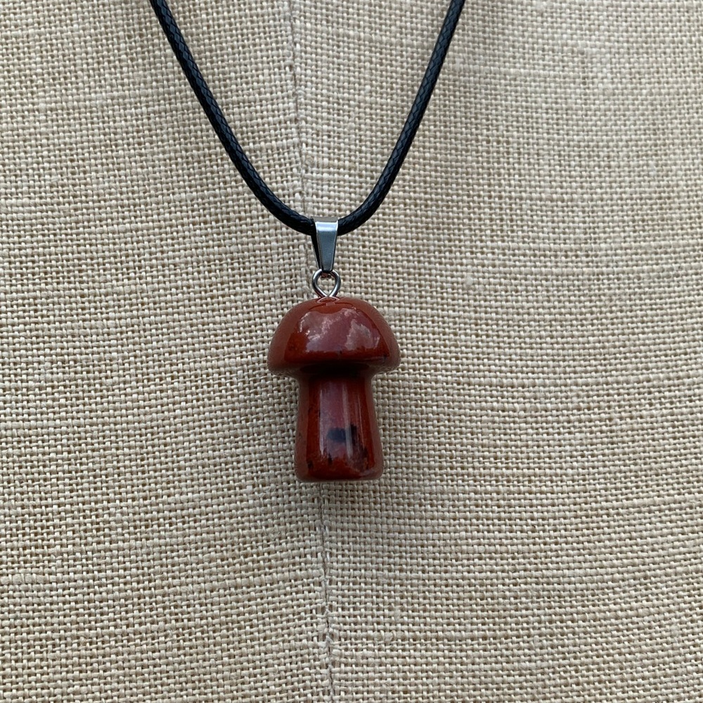 Handmade Stone/Glass Mushroom Amulet Necklace - Picture 3 of 11
